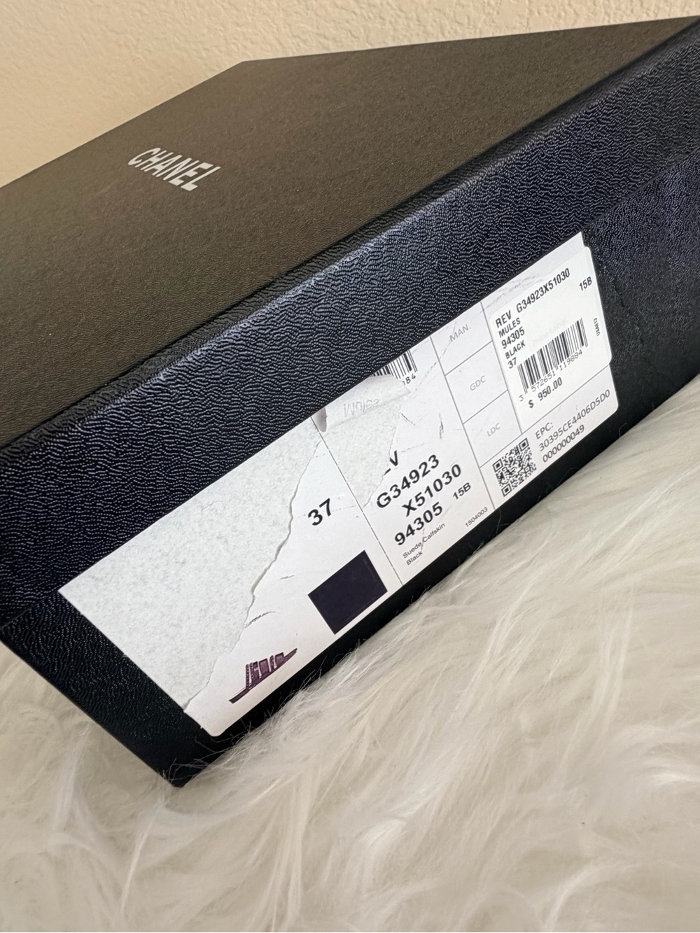 CHANEL Black Suede Chain-Trim Slide Mules - Picture 10 of 10